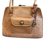 Brighton Lucile Croc Satchel Handbag, Tan and Pink Photo 4