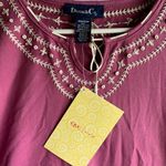 Denim & Co womens medium new long sleeve shirt pink white boho Photo 2