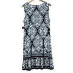 Sandra Darren NWT  Sleeveless Shift Dress Womens L Black White Blue Modest Church Photo 4