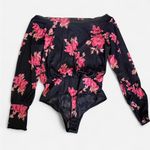 Free People  Intimately Undercover Printed Floral Bodysuit in Black Combo Medium Photo 6