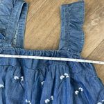 Harper Heritage  NWOT Chambray Blue Ruffle Floral Embroidery Tank Top ~ Size L Photo 9