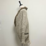 XOXO  Oat Beige Cable Knit Faux Fur Trim Dolman Hi Lo Open Front Cardigan Medium Photo 4