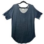 Tresics  Blue Short Sleeve Top Raw Hem Scoop‎ Neck Tunic Large Casual Photo 0