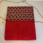 Francesca Red Beaded Heart Clutch Evening Bag Gold Chain Shoulder Strap NWT Photo 7