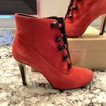 Ros Hommerson Red twiggy goth victorian Button ankle Booties suede boot heels 10 Photo 2