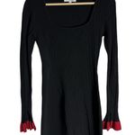 Esteban Cortazar Black Red Square Neck Knit Midi Long Sleeve Sweater Dress Sz M Size M Photo 8