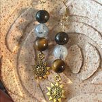 Handmade  Bronzite + Chrysoprase + Tigers Eye Sun Charm Earrings ✨ Photo 3
