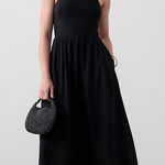 Stillwater Black Linen Blend Midi Dress Small Spaghetti Strap Boho‎ Casual Photo 0