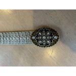Belt OSFM Metal Silver Tone Elastic Stretch Oval Buckle w/ Enamel & Bling Vtg Photo 11