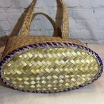 Vintage 1960s or 1970s Straw and Raffia Handbag or Small Tote Floral Beachy Photo 7