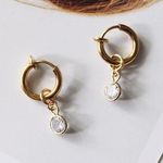 12mm Huggies With CZ Charms Gold Photo 2