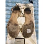 Gucci Marmont Double G Gold Metallic Leather Ankle Strap Sandals Women Size 7.5 Photo 7