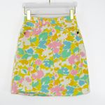 Unionbay 1990s Vintage Union Bay Yellow Pastel Floral High Rise Denim Mini Skirt 26" Photo 9