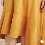 Anthropologie Maeve Cosima Flounced Hi-Low Suede Midi Skirt Mustard size 16W Photo 13