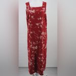Talbots Y2K vintage Dress Maxi Linen Rayon Red Floral Sleeveless Lined 6 Photo 1