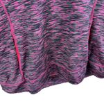 Tangerine  Pink Black Space Dye Hooded Lightweight Athletic Pullover Top Size L Photo 2