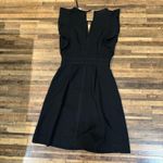 Whistles Womens SZ 0 Dress London Grill Black Grid Pattern Ruffles Keyhole Neck Photo 9