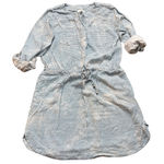 Lou & grey Women's Long Sleeve Dress XS Light Blue White Geometric Photo 0