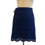 Anthropologie Cartolina Nantucket The Emma Navy Blue Eyelet Floral Skirt Photo 1