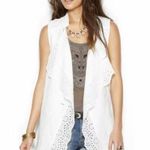 Free People Womens Eyelet Vest Small White Distressed Linen Coquette Beachy Photo 0