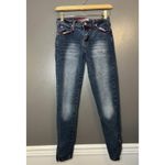 Laze Jeans Jeans Womens 3 Blue Skinny Ankle Zip Red Stitching Heart Pockets Size undefined Photo 1