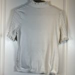Ontwelfth White Mockneck Textured Blouse Chest Peephole Size Large EUC #2983 Photo 5