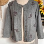 Grey & Purple Flower Button Down Cardigan Size undefined Photo 1