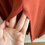 Boohoo  Stretch Midi Dress, Ruffled Off the Shoulder Sleeves, Burnt Orange, 6 Photo 4