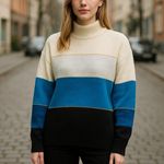 H by Halston NWT H HALSTON MOCK NECK LONG SLEEVE PULLOVER SWEATER IN MYKONOS BLUE Photo 0