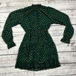 NWT O.P.T. Green gold mock neck smocked waist tiered dress size medium Photo 0