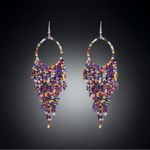 Colorful Beaded‎ Tassel Dangle Earrings Boho Elegant Trendy Ethnic Style Photo 3
