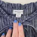 Lounge Beach Lunch linen cotton pants blue striped drawstring Women’s Small Photo 4