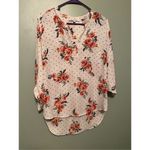 Black Rainn  Floral Polka Dot 3/4 Sleeve V Neck Top Size Medium NWOT Photo 1