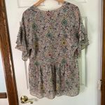CAbi  Poet Blouse Floral Print Ruffle Sleeve V-Neck‎ Top Medium Photo 9