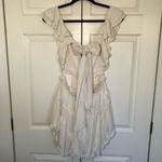 Luxxel  White Linen Style Tiered Ruffle Mini Dress Size L Photo 6