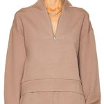 Varley  Davidson Sweatshirt Zip Pinebark Taupe Brown Size Small Photo 0