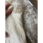 Wedding dress 1970s boho bishop sleeves ruffle train white cream Size 10 Photo 14