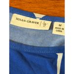 Susan Graver  Blue White Abstract Circle Print 3/4 Sleeve Top Women Size M Photo 2