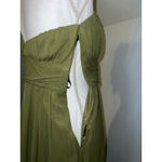 Women's 100% Silk COREN MOORE Olive Green One Shoulder Dress Size 4 Photo 8