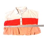 Pilcro Anthropologie Bonfire Rugby Top Pink Cotton Cropped Collared Shirt XXS White Photo 9