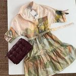 ZARA NWT  Watercolor Button Down Mini Shirt Dress Sz L Photo 0