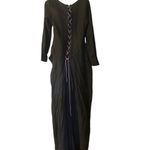 Handmade Black Ruched Long Sleeve Cocktail Gown Photo 1