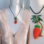 Hot Topic Carrot Pendant Necklace with Green and Orange Accents Photo 1
