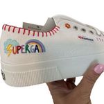 Superga NEW Happy Logo Womens White Sneakers. Colorful Embroidery Canvas 7.5 Photo 0
