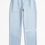 Abercrombie & Fitch A&F Curve Love Ultra High Rise 90s Straight Jean in Light Destroy Photo 1