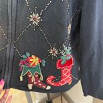 Tiara International Vintage Tiara Holiday Christmas Zip Up Sweater Cardigan Ugly Sweater Holiday S Photo 2