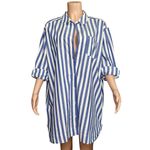 Sézane  Maxine Oversized Shirt Dress, Ecru Blue Stripes, FR44/US12 Photo 11