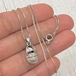 Italy 925 Signed Shoe CZ Pendant Necklace Photo 0