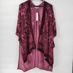 Urban Outfitters Velvet Burnout Kimono Wrap Purple Floral Draped NWT One Size Photo 1