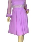 VINTAGE 1960'S JACK BRYAN BY DUPUIS ORCHID PURPLE CHIFFON BEADED COCKTAIL DRESS Photo 0